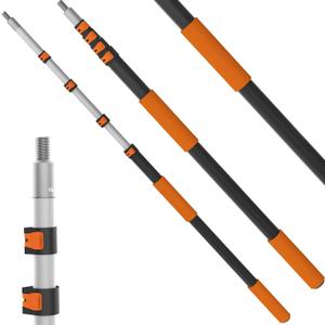 36FT Reach Telescopic Extension Pole, 7-30FT Multi-Purpose Extension Pole with Universal Twist-on Metal Tip, Sturdy Aluminum Paint Roller Extensions Poles for Squeegee, Paints Rollers, Orange