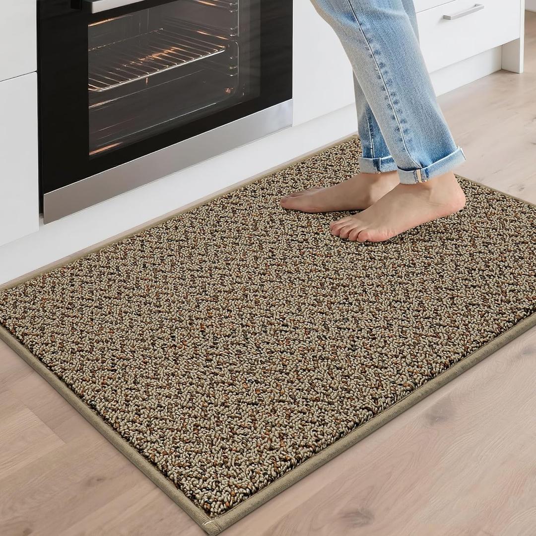 COSY HOMEER Kitchen Rugs 20"x32" Non-Slip Kitchen Mats for Floor Absorbent Stain Resistant Kitchen Floor Mat Machine Washable Rugs for Kitchen,Hallway,Sink,Taupe