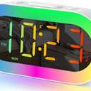 Alarm Clocks for Bedrooms for Kids Boys Girls Teens Seniors, Colorful Night Light Alarm Clock with USB Ports, 0-100% Dimmer, Sound Machine, Customize Alarm, Desk Small Digital Clock, Game Room Decor