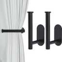 Groleca 2 Pack Adhesive Curtain Holdbacks Curtain Tie Backs Curtain Holdbacks No Drill Curtain Pull Backs Adhesive Curtain Hooks Curtain Holders for Drapes (2, Black)