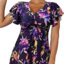 Fanuerg Women's Flowy Tankini Top Only Ruffle Sleeve Swim Bathing Suit Tops Modest Drawstring Swimsuit Top No Bottom (3X-Large, Purple Floral)