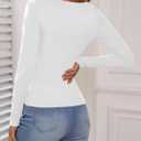 Amoretu Women's Long Sleeve Tops Square Neck Shirts Sexy Ruched Slim Fit Going Out T-Shirts (White, S)