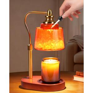 3-in-1 Candle Warmer Lamp with Timer Dimmable, Himalayan Salt Lamp & Passive Diffuser, Gifts for Women, House Warming Gifts New Home Decor, Wax Melt Warmer for Jar Candles (Gold)