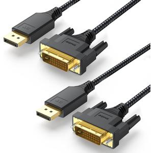 DisplayPort to DVI Cable 6ft 2 Pack, DP Display Port to DVI D Cable Adapter Male to Male Cord for Monitor Desktop Laptop Projector HDTV Compatible with Lenovo HP ASUS Dell