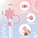 2 x Compatible with Stanley Cup Accessories, 3PCS Straw Toppers for Stanley Straw Cover Cap, 2PCS Cute Letter for 30&40 Oz Tumbler with Handle (Hot Pink)