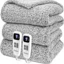 Heated Blanket Electric Blanket Queen - Fast Heating Blanket Throw Dual Control Double Sided Sherpa with 6 Heating Levels & 1-10 Hours Auto Off, Mashine Washable, 84 x 90 Inches, Grey