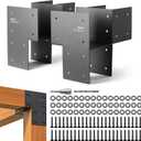 4 Pack Heavy Duty 6x6 (Actual 5.5"x5.5") Stainless Steel Corner Post Caps Tie Bracket , Fit Connecting Wood Gazebo, Deck Patio Post and Wood Beams Bracket (Dark Ggray)