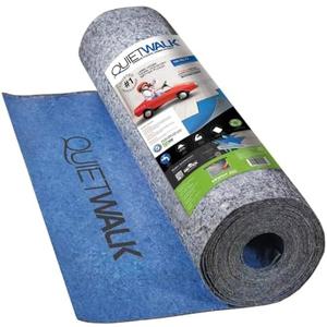 QuietWalk Underlayment 360 sq ft – 3 mm Thick – for Laminate & Hardwood Floors – Approved for Pre-Attached Pad – Recycled Fiber – Floating Install – Sound & Moisture Barrier – Made in USA