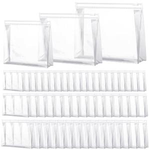 Xuniea 50 Pieces Mini Clear Makeup Bag Small Clear Zipper Pouch Travel Bag for Toiletries Plastic Cosmetic Organizer Waterproof for Women Men Vacation(9.8'',7.9'',5.9'',Transparent)