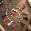 Tegeme 7ft Halloween Rustic Ghost Garland Decoration with Wooden Beads Rustic Ghost Banner Halloween Hanging Ghosts Garlands for Indoor Outdoor Wall Home Room Mantel Fireplace Decor(Witch Colors)