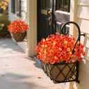 Fake Fall Flowers Artificial for Decoration, 12 Bundles Faux Plants Silk Orange Flowers Morning Glory Petunias Realistic UV Resistant for Outdoors Planter Porch Patio Window Box, Sunset