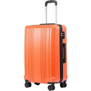 Coolife Luggage PC+ABS Hardshell Suitcase with TSA Lock, Spinner Carry On Lightweight (Orange, S(20in Carry On))