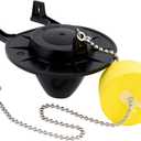 iFealClear 2 Inch Toilet Flapper Replacement Compatible with American Standard 7381129-200.0070A with Chain and Float Rubber Flapper for 2-Inch Flush Valves, Black