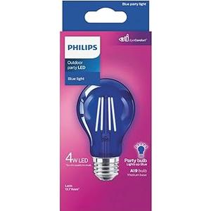 Philips Blue A19 Medium 4W Indoor/Outdoor LED Decorative Party Light Bulb, Pack of 2