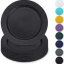 Berglander Black Plastic Plates Set of 8 Pieces 10", Reusable Flat Dinner Plates, Salad Plates, Pasta Bowls, Dishes Set Easy to Carry for Home, Garden, Picnic, Camping, Outdoor