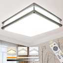 DLLT Upgraded 48W Dimmable LED Flush Mount Light, Modern 18 Inch Square Ceiling Lighting Fixture with Remote and Memory Function for Bedroom/Living Room/Dining Room, 3000K/4000K/6000K Color Changeable