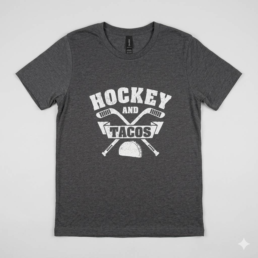 Guards Field Hockey and Tacos Fan League Ice Hockey Players T-Shirt (Grey,  Small)