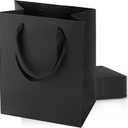 MOXARYSU Black Gift Bags With Handles: 8x5x10 Inch 14pcs Black Paper Gags Medium Bulk For Party Shopping Birthday Wedding