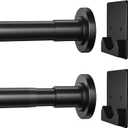 CorkLatta Matte Black Shower Curtain Rod,1 Inch Diameter Stainless Steel Adjustable Spring Tension Rods 32 to 80",with Holders,Anti-Slip,Curtain Rods No Drilling(1 Pack)