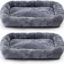 Abbylike 2 Pcs Cat Tree Tower Replacement Parts Grey Bed Cover with Elastic Band Removable Washable Padding for Platform Perch Shelves, Only Cover, Cat Tower Cushions Accessories(15.7 x 11.8 Inch)