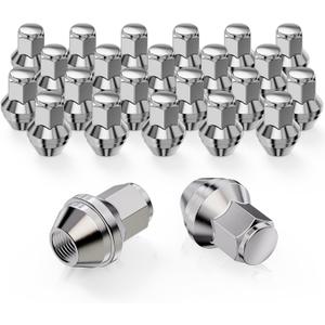 MZS M14x1.5 Lug Nuts, 21mm Hex Closed End Acorn Seat Wheel Nut for 2015+ F150 Expedition Navigator / 2022+ Bronco Factory Wheels, One-Piece Design, Replace OEM ACPZ-1012-B 611-008, Chrome, 24Pcs