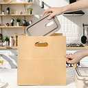 PAICUIKE 50 Pcs 11x6x11 Die Cut Tote Brown Paper Bags with Handle Bulk, Kraft Paper Grocery/Takeout Bags for Restaurant, Bakery, Retail