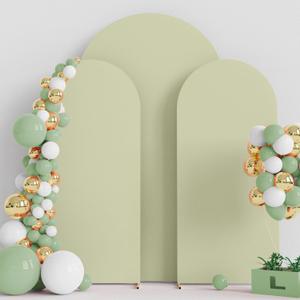 Wokceer Wedding Arch Cover 7.2FT, 6FT, 6FT Spandex Set of 3 Wedding Arch Stand Covers Round Top Chiara Arch Backdrop Stands Cover for Birthday Party Ceremony Banquet Decor Sage Green