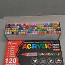 120 Colors Acrylic Paint Markers, Soft Brush Tip Acrylic Markers Set, Paint Pens for Wood, Fabric, Canvas, Glass, Stone, Canvas, Rock Painting and DIY Crafts Art Supplies