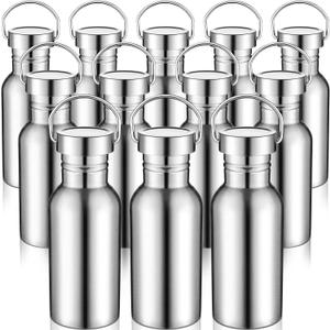 CHENGU 12 Pieces Sports Water Bottle 17 oz Stainless Steel Water Bottle Silver Uninsulated Single Walled Stainless Steel Sports Bottle for Runners, Hikers, Picnics, Cyclists and Beach Goers
