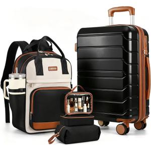 Luggage Set 2 Piece and 3 Small Bags, 22 Inch Carry On Suitcase
Expandable Carry-On luggage 22x14x9 Airline Approved, Removable Wheels, Suitcases for Women with Travel Backpack, Black