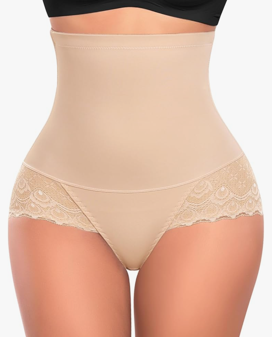Tummy Control Shapewear Panties for Women High Waisted Shaping Underwear Lace Body Shaper Girdle, XL
