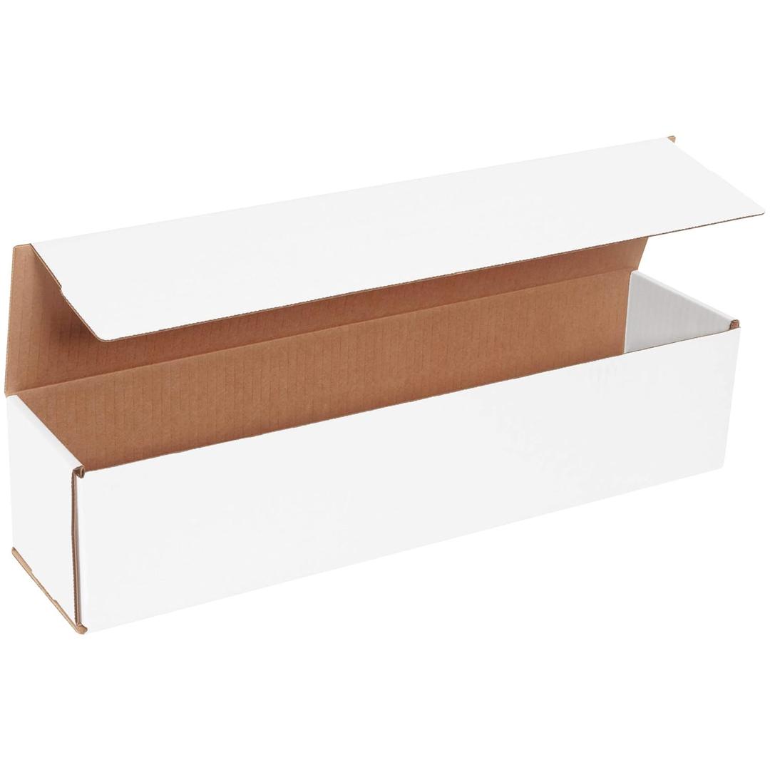 BOX USA White Corrugated Cardboard Mailer Box, 18" L x 4" W x 4" H, Pack of 50, Crush-Proof, for Shipping and Mailing UPS, USPS and FedEx