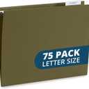Blue Summit Supplies Hanging File Folders, 75 Pack, Reinforced Hanging Folders Letter Size, Standard File Folders for Filing Cabinet, Hanging File Organizer, Green