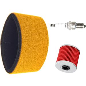 Air Filter 11013-1275 & Oil Filter & Spark Plug Compatible with Kawasaki KLF220 KLF250 KLF300 Bayou 220 250 300 4x4 ATV 1999-2011
