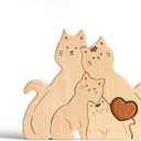 Wooden Cat Family Puzzle, Personalized Wooden Puzzle Customized 4 Name Puzzle for Home Crafts Decor, House Warming Birthday Family Party for Mother's Day New Baby