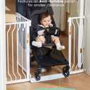 Mom's Choice-GROWNSY Baby Gate for Stairs, 29.5"-48.4" Pressure Mounted Baby Gate for Top of Stair&Doorway with V-Shaped Rods, Anti-Trip Pedal, Extra Wide Stairs Dog Gate Easy Install w/Red Reminder