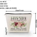 Wise Woman Makeup Bag Canvas Organizer Bag Toiletry Zipper Pouch Funny Slogan Lived Happily Ever After Chic Birthday Retirement Present for Women Friends
