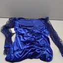 IHOT 2025 Women's Sexy V Neck Long Sheer Sleeve Velvet Faux Wrap Ruched Sheath Bodycon Cocktail Party Dress (Royal Blue, XL)