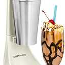 Nostalgia Two-Speed Electric Milkshake Maker and Drink Mixer, Includes 16-Ounce Stainless Steel Mixing Cup and Rod, Cream