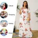 LONGYUAN Women's Plus Size Maxi Dresses for Curvy Women Summer Short Sleeve Casual 2026 Long Dress XL-6XL (Black, XXXL)