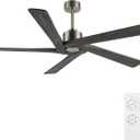 WINGBO 72 Inch DC Ceiling Fan No Light with 3 Downrods, 5 Reversible Carved Solid Wood Blades, 6-Speed Noiseless DC Motor, Large Ceiling Fan without Lights in Brushed Nickel Finish with Gray Blades (Nickel and Gray)
