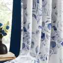 100% Blackout Curtains Blue Floral Pattern Curtains 84 Inches Long for Bedroom Watercolor Leaf Print Thermal Insulated Drapes for Living Room Darkening Rod Pocket Window Curtains 2 Panels (Back Tab | Blue)