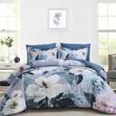 Mybedsoul King Size Comforter Set 7 Pieces, Bed in a Bag Soft Microfiber Bedding, Luxury Blue Floral Elegant Design, All Seasons Comforter Bed Set with Sheets, Pillowcases & Shams