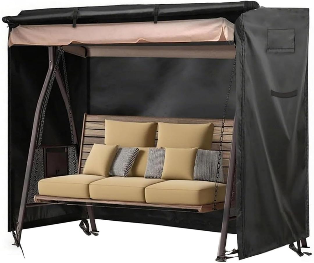 Outdoor Swing Covers 3 Seater Waterproof Patio Hammock Garden Porch Swing Cover Garden Glider Chair Cover UV Resistant Swing Canopy Covers All Weather Protection (80 x 59 x 72inch)