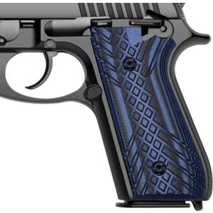 Guuun G10 Grips for Taurus PT92 Grip Compatible with PT 92/99/100/101 and Decocker Crosshatch Texture - 6 Color Options (Blue/Black)