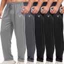 lomsoe 5 Pack Mens Sweatpants Open Bottom Joggers for Men with Zip Pockets Loose Fit Mesh Athletic Pants for Running,Casual (M)