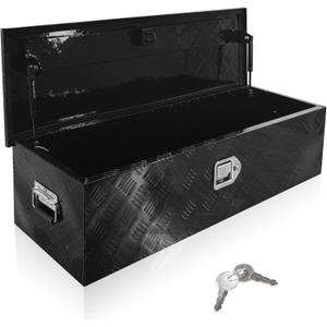 39x13x10 Inch Aluminum Truck Tool Box Heavy Duty Diamond Plate Pickup Tool Boxes Underbody Truck Bed Toolbox with Lock and Keys Suitable for Pickup RV Van Trailer Black
