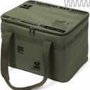 ASIEIT Tactical Camping Storage Bag 42L, Utility Tote Bag, with Dividers and Hook, 600D Oxford Fabric, Collapsible Camping Cookware Organizer, Trunk Organizer (Green)