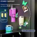 Luminous Butterfly Magnetic Cup Holder for Fridge, Upgraded PE-Coated Metal Stanley Tumbler Organizer with Glow-in-the-Dark Magnet Coaster & Adhesive Mount for Kitchen, Bedroom, Camping