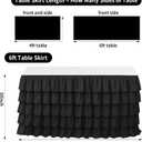 Black Table Skirt Tutu Ruffled Tablecloth for Classroom Teacher Desk Skirt Back to School Supplies for Princess Girls Birthday Party Cake Dessert Decorations, 6FT